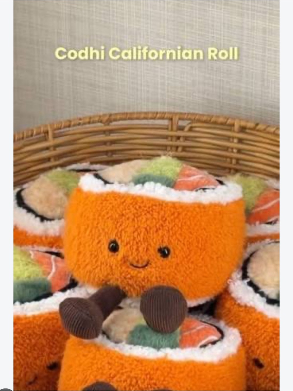 Jellycat Orange Sushi Roll Plush viral cohdi California roll